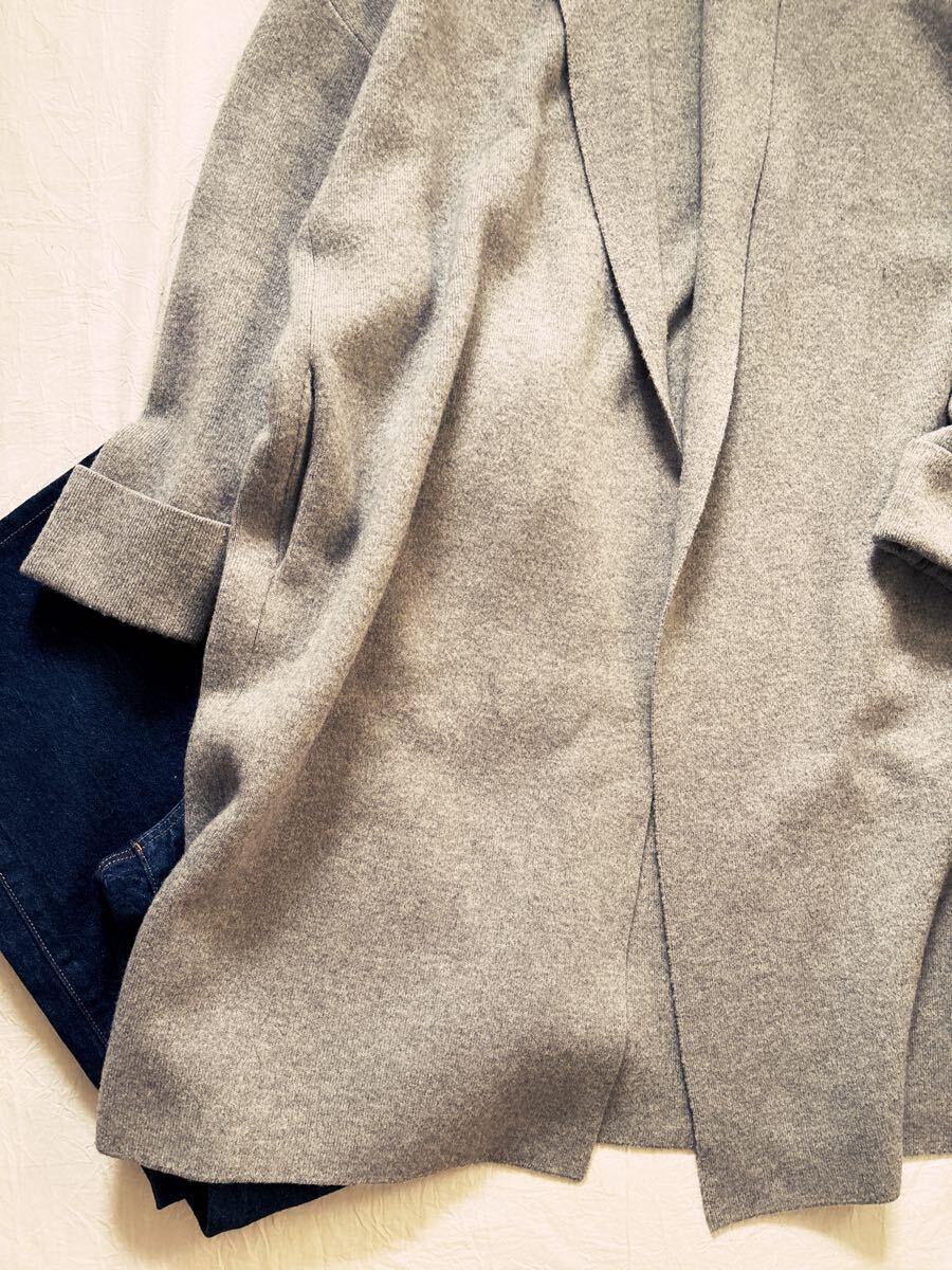 ∞ IENA イエナ ニット ガウン コート グレー　カーディガン　ウール１００% 羽織り　ジャケット　コート　∞_画像9
