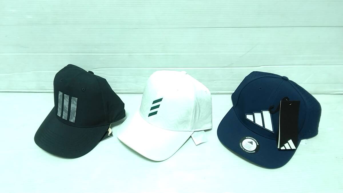 アディダス　ゴルフ キャップ 3点セット BK・WH・NV　日本仕様　新品　(4)_画像1