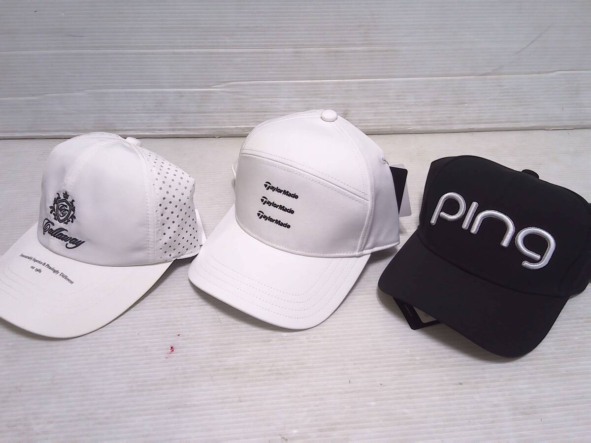 キャロウェイ テーラーメイド PING ゴルフ キャップ 3点セット ホワイト・ホワイト・ブラック　日本仕様　新品　(16)_画像1