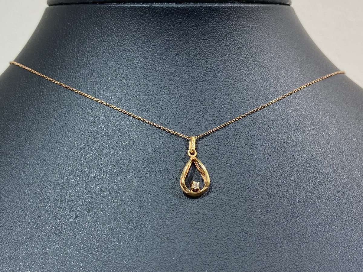 [ колье ] K18 18 золотой желтое золото прозрачный серия цветной камень 1pcs red beans цепь примерно 40cm примерно 1.5g аксессуары SY02-391*