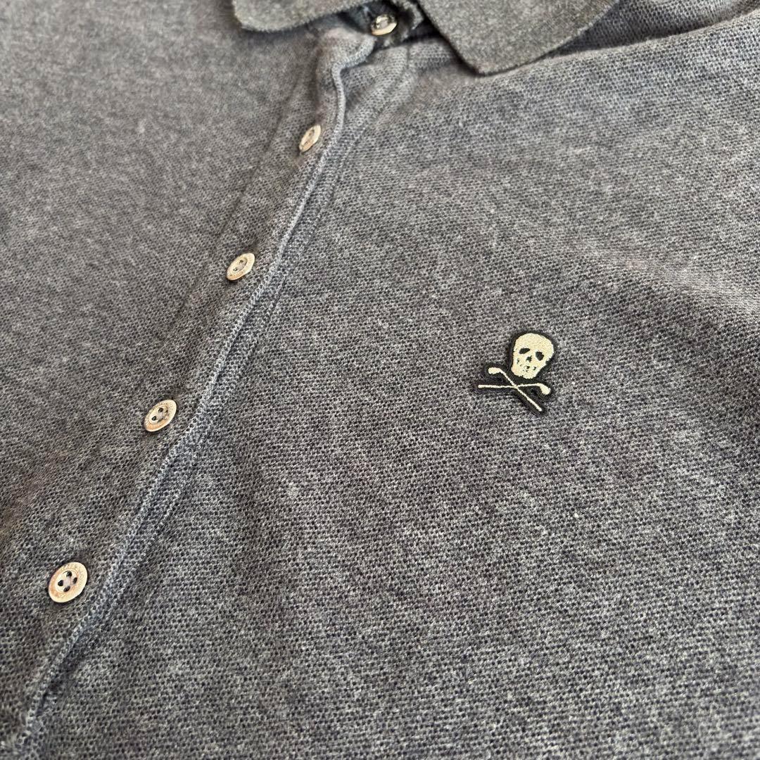 MARK&LONA マークアンドロナ 長袖ポロシャツ S グレー スカル 日本製_画像5