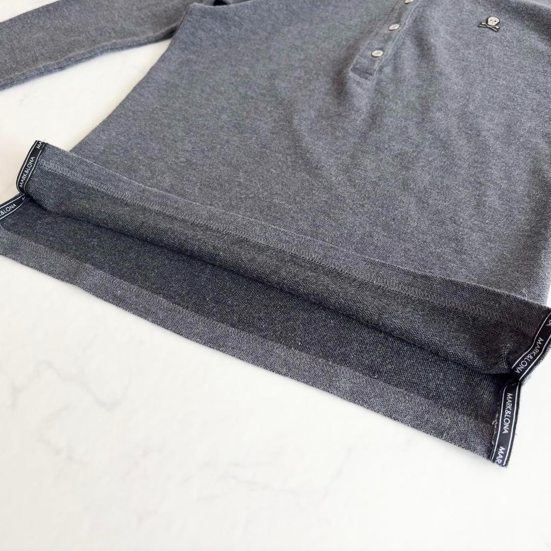 MARK&LONA マークアンドロナ 長袖ポロシャツ S グレー スカル 日本製_画像6
