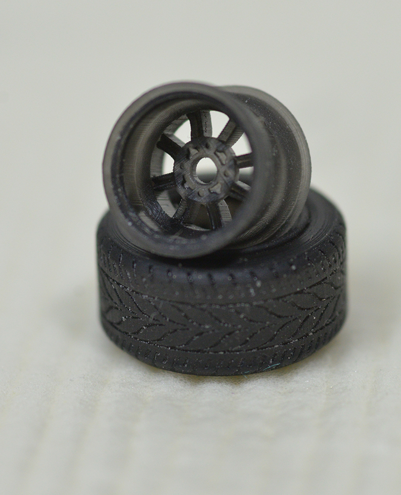 1/43　ワタナベ風8スポークホイール(タイヤセット)　3Dプリンタ出力レジンパーツ　15インチ相当　ミニカー　ジオラマ等に　2_画像4