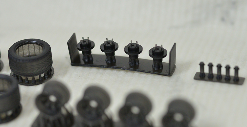 1/43　ワタナベ風8スポークホイール(タイヤセット)　3Dプリンタ出力レジンパーツ　15インチ相当　ミニカー　ジオラマ等に　2_画像2