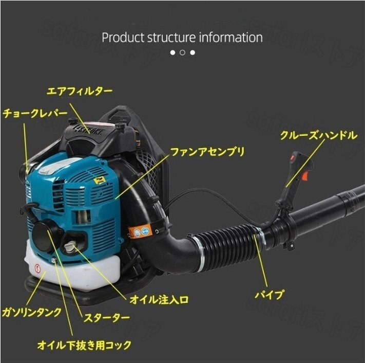 エンジン式 背負式 ブロワーブロアー ブロワ 4サイクル ハイパワー 強力 排気量76cc 送風機 庭 落ち葉掃除機 クリーナー 吹き飛ばし用_画像1