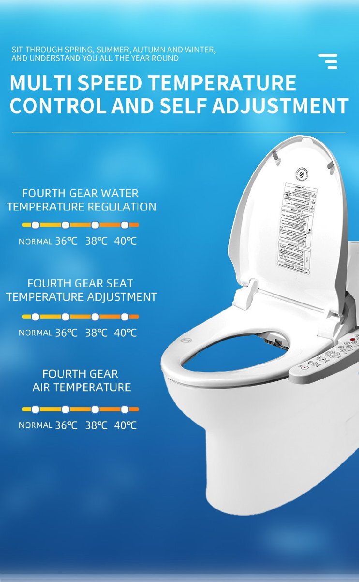 スマートトイレ便座、全自動家庭用、ホテル対応、即座に加熱される便座、電動トイレ便座_画像4