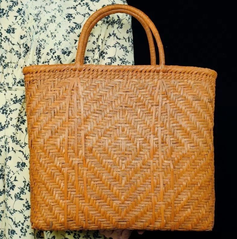 良い品質★ 手編み山葡萄籠バッグ 山葡萄かごバッグ バスケット籐かご 職人手作り良品_画像2