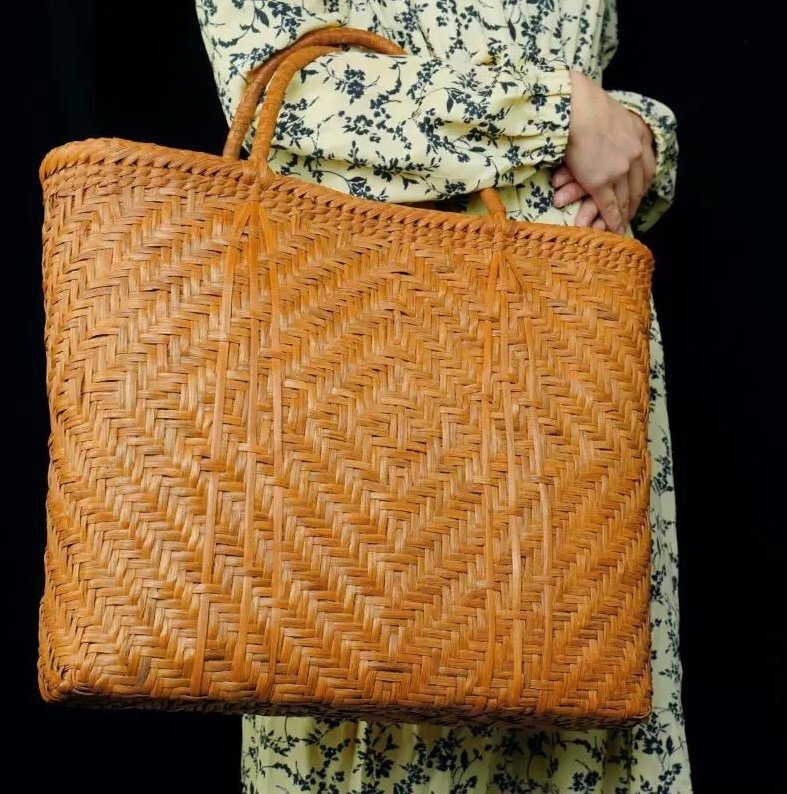 良い品質★ 手編み山葡萄籠バッグ 山葡萄かごバッグ バスケット籐かご 職人手作り良品_画像1