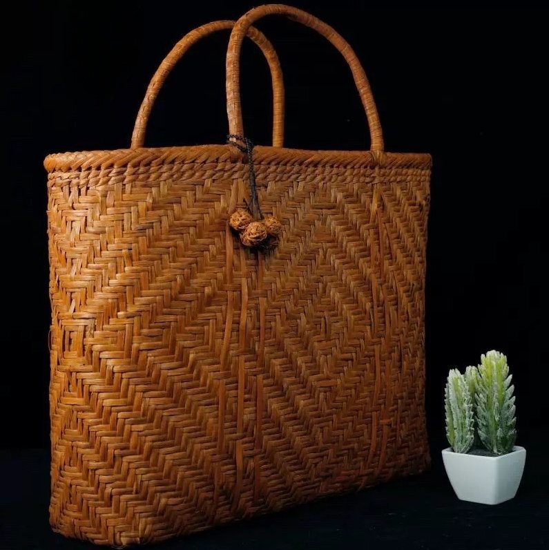 良い品質★ 手編み山葡萄籠バッグ 山葡萄かごバッグ バスケット籐かご 職人手作り良品_画像4