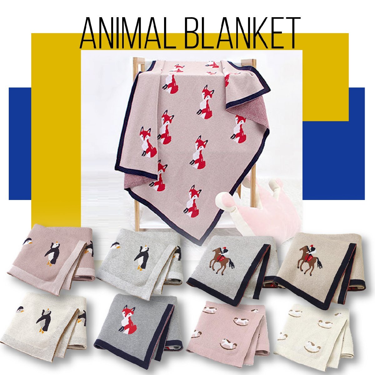  Северная Европа покрывало колено .. можно выбрать цвет ( пингвин / лошадь /etc...) хлопок 100% 100cm80cm одеяло животное рисунок днем . защищающий от холода одеяло младенец . ребенок baby 