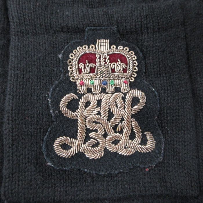 古着 ラルフローレン 長袖 ブランド ウール ジャケット レディース 00s ワンポイントロゴ ベロア仕様 ウール 開襟 オープンカラー 黒 ブラ_画像4