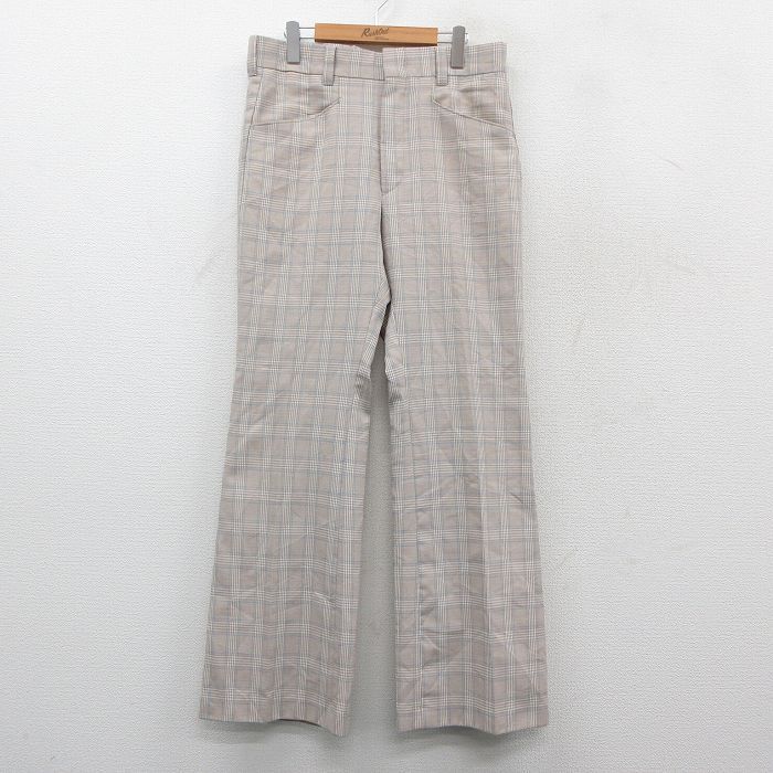 W33/古着 リーバイス Levis スラックス パンツ メンズ 80s パナテラ ベージュ他 カーキ チェック spe 25nov04 中古 ボトムス ロング_画像1