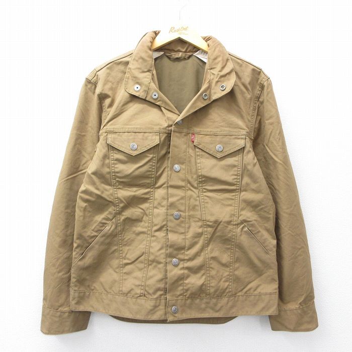 M/古着 リーバイス Levis 長袖 ジャケット メンズ ダック地 ベージュ系 カーキ 内側メッシュ 25nov04 中古 アウター ジャンパー ブルゾン_画像1