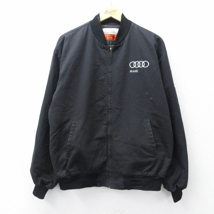 XL/古着 レッドキャップ 長袖 ワーク ジャケット メンズ 00s アウディ 黒 ブラック 内側キルティング 25nov04 中古 アウター ジャンパー ブ_画像1