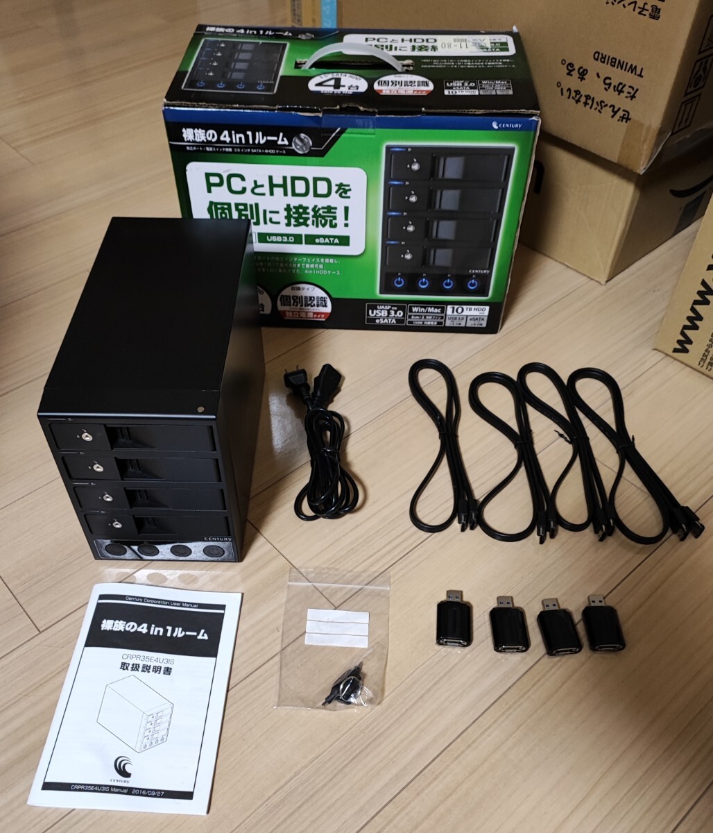 センチュリー 裸族の4in1ルーム CRPR35E4U3IS HDD 4台 外付けケース eSATA接続_画像1
