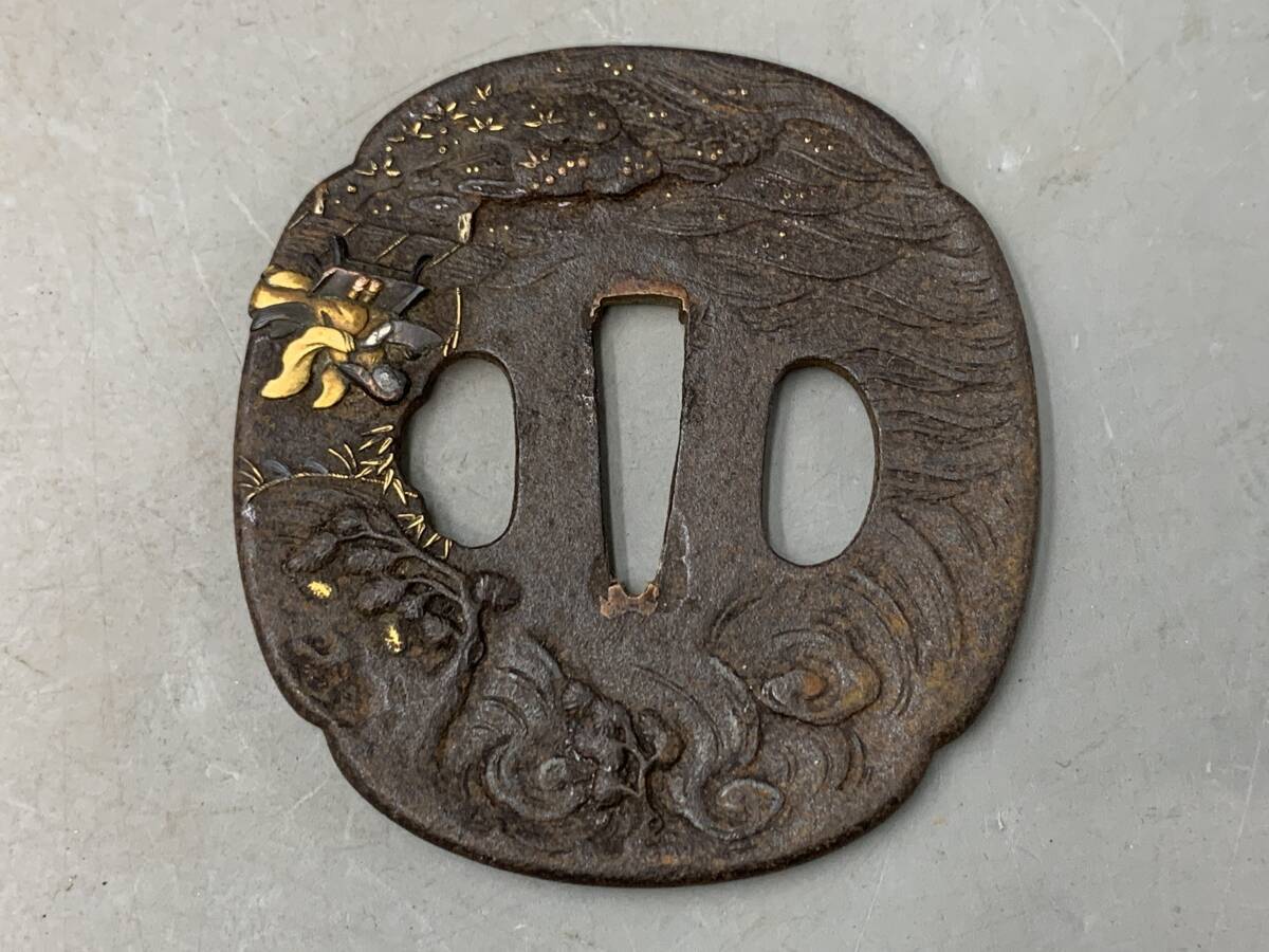 11#A2/11087 меч гарда меча гарда меча . золотой серебряный японский меч принадлежности меч. гарда меча меч . изобразительное искусство . инструмент текущее состояние / не проверка 60 размер 