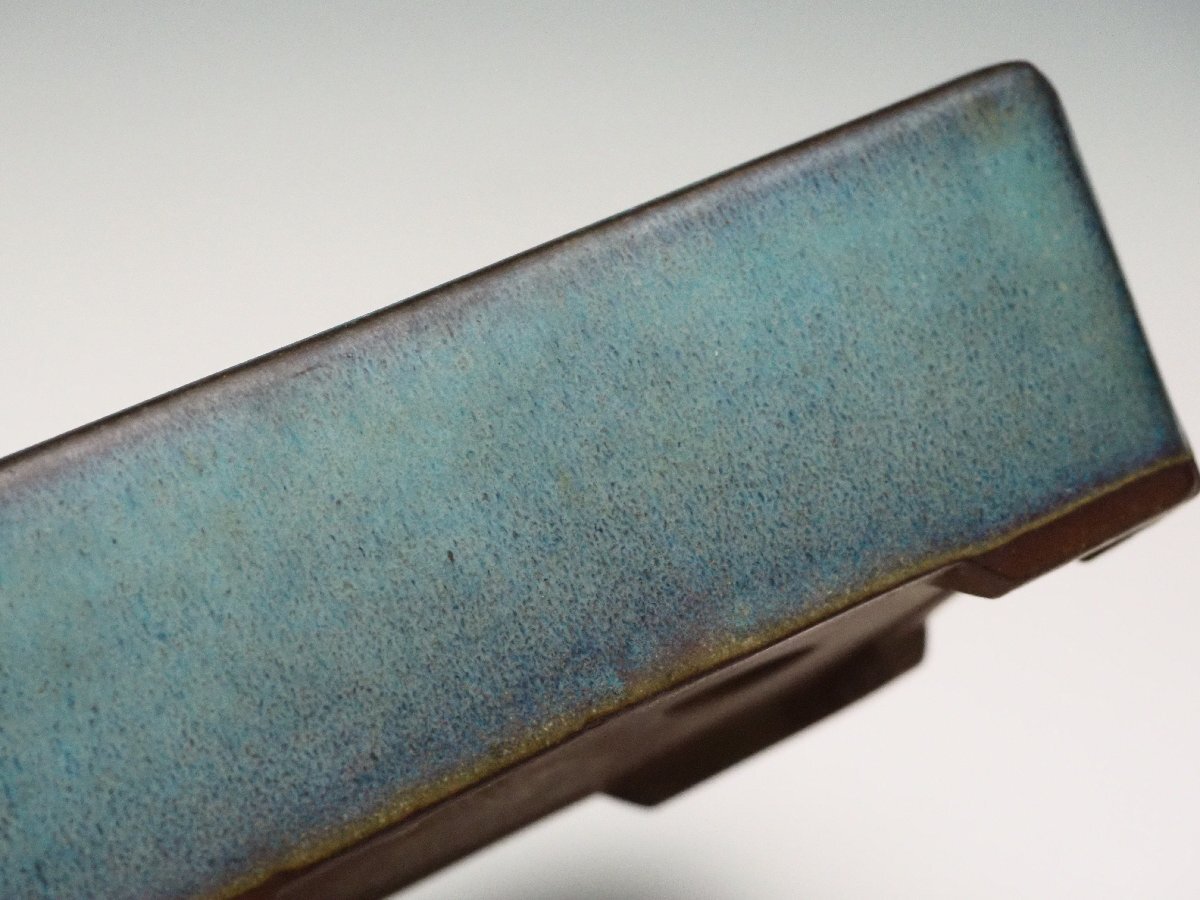 【治】『陶翠』作 辰砂釉 植木鉢二点まとめて☆箱付 幅 11.5ｃｍ 一対 海鼠(検索:時代品 古作 古い 朱泥 鉢 盆栽 盆栽鉢 植木鉢 和鉢) AS03_画像2