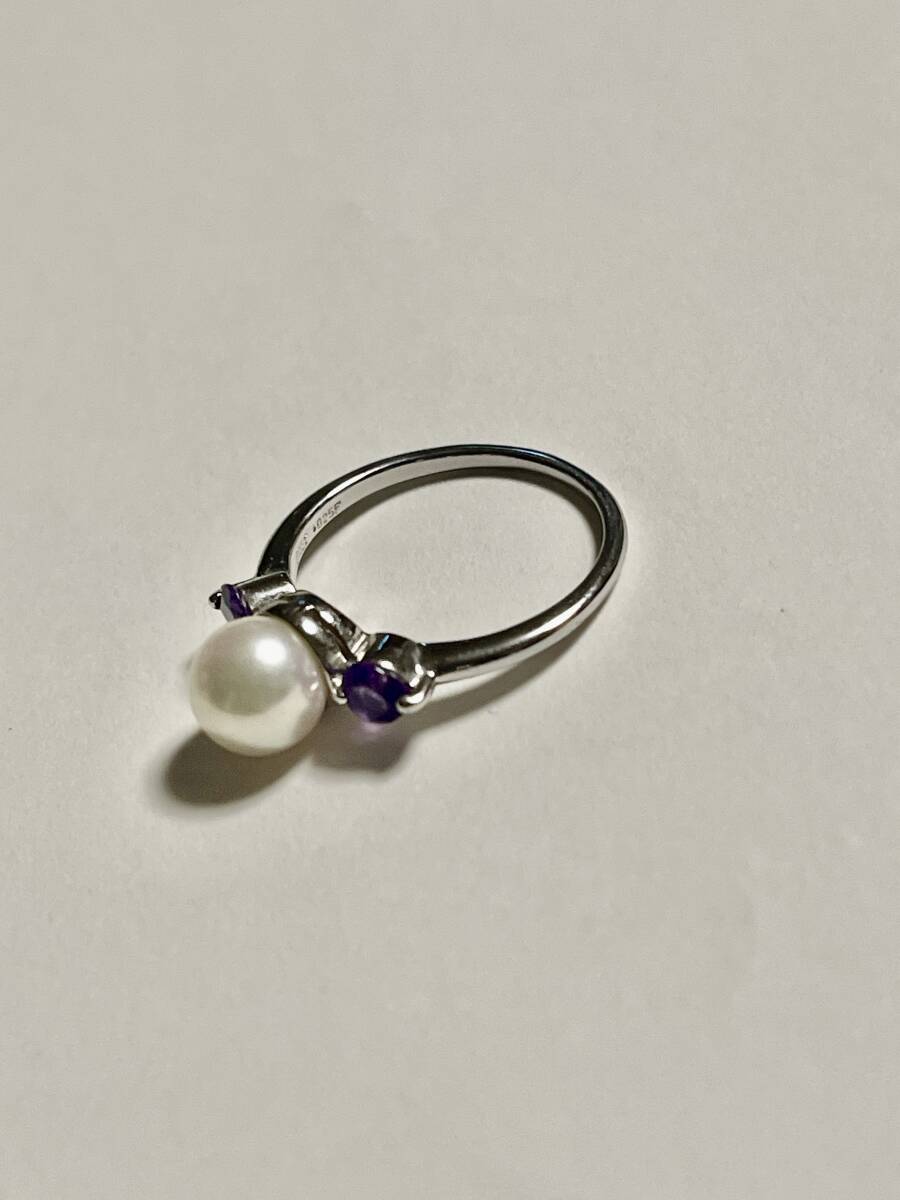 IEI 925 F 真珠 パール アメジスト指輪 約14号_画像1