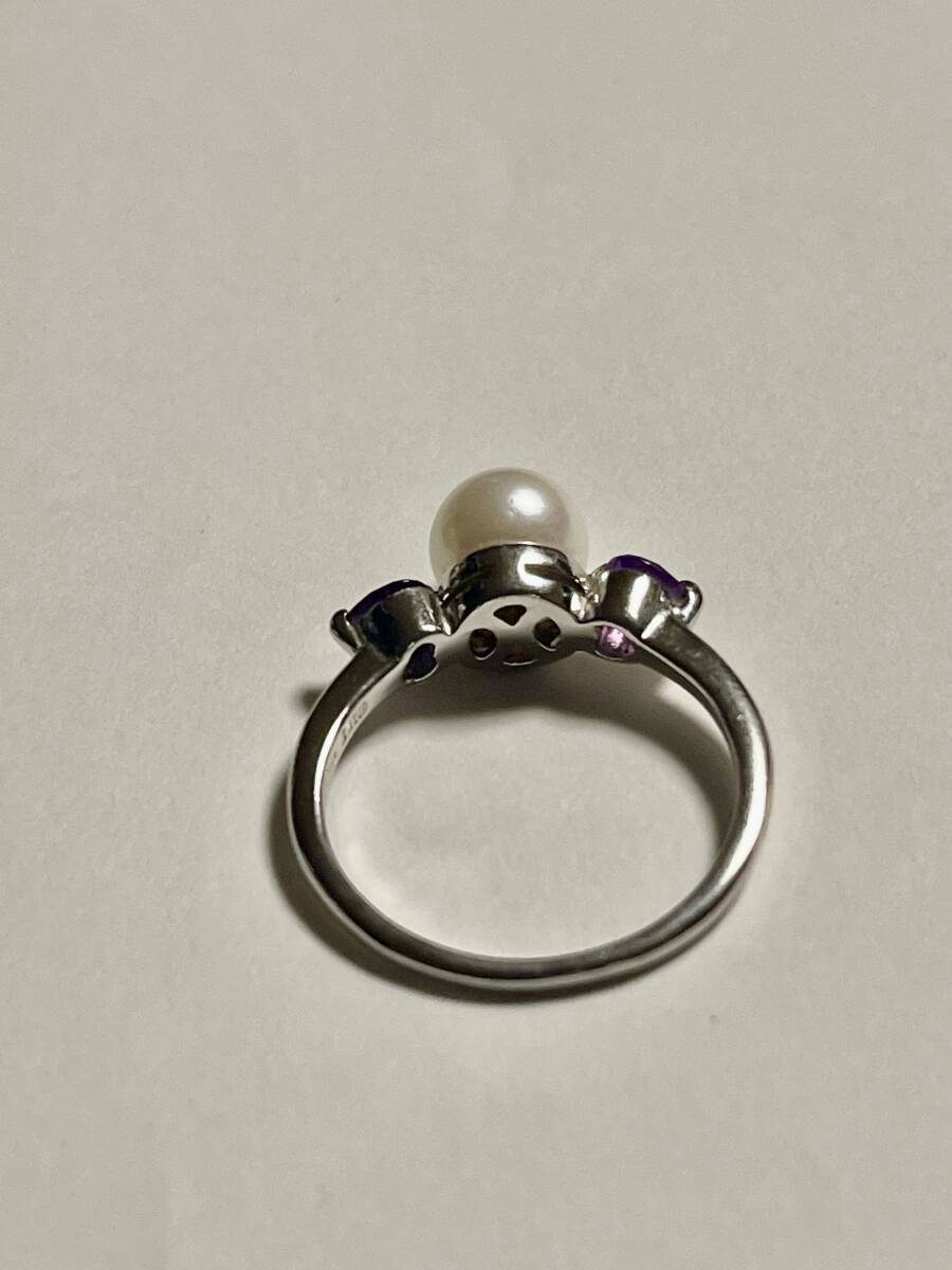IEI 925 F 真珠 パール アメジスト指輪 約14号_画像4