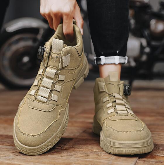 バイクシューズ メンズ ライディングブーツ厚底ブラックオートバイブーツ レーシングブーツ ライディングシューズ 滑り止め25CM~27CM_画像4