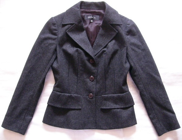 冬★エポカ★ウールの長袖ジャケット★38★7号★小さいサイズ★チャコールグレー★EPOCA_画像1