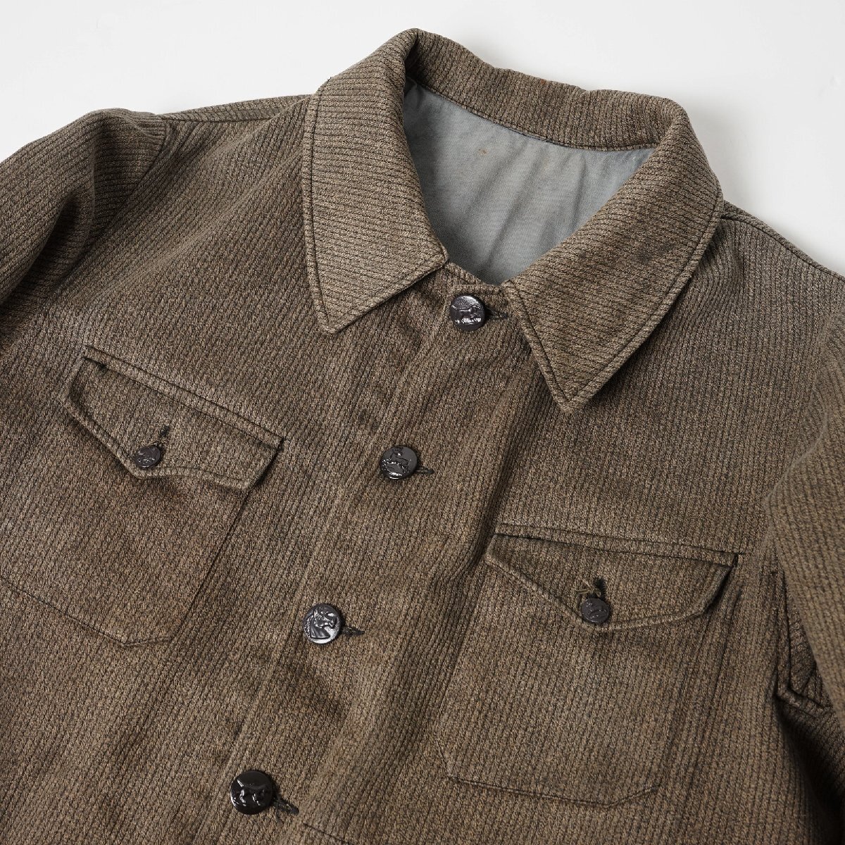 フランス 50s ヴィンテージ MANUFRANCE ピケ ハンティングジャケット 動物ボタン[F215]_画像8