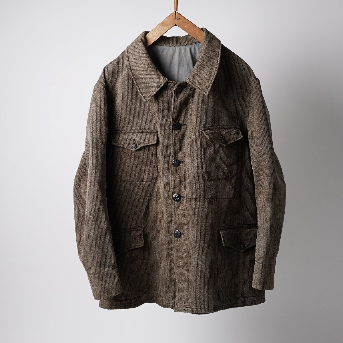 フランス 50s ヴィンテージ MANUFRANCE ピケ ハンティングジャケット 動物ボタン[F215]_画像1