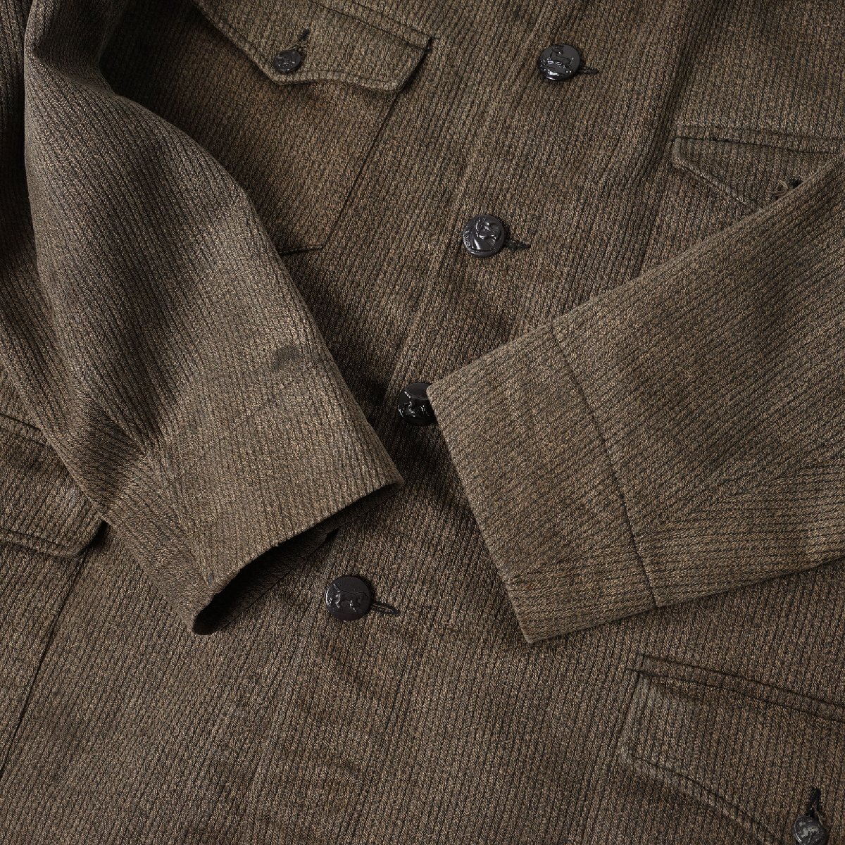 フランス 50s ヴィンテージ MANUFRANCE ピケ ハンティングジャケット 動物ボタン[F215]_画像9