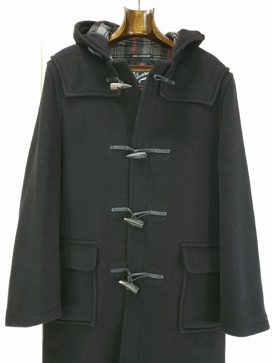 美品◆英国製 Gloverall グローバーオール ロング ダッフルコート イングランド製 イギリス製 メンズ(36/S～Mサイズ)黒 ブラック_画像4