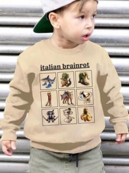 イタリアン・ブレインロット スウェットトレーナー ベージュ 100cm 新品_画像1