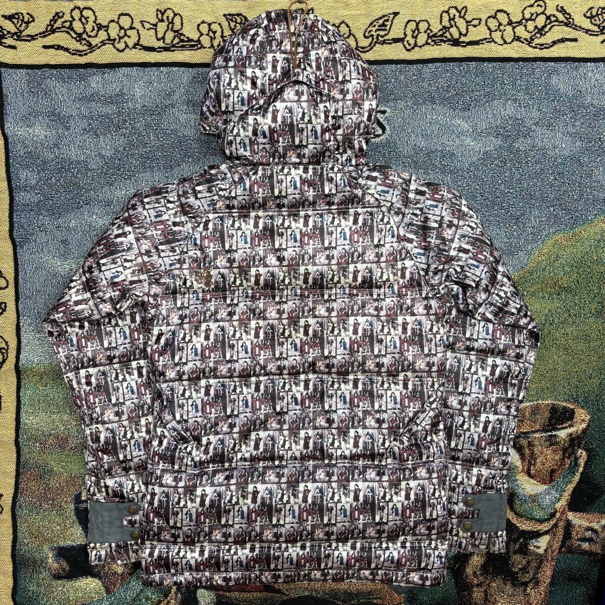 y2k CAPP3L Girls Photo ダウンジャケット テック アメリカ スノーボード ブランド 総柄 グラフィック セクシーガール ストリート _画像2