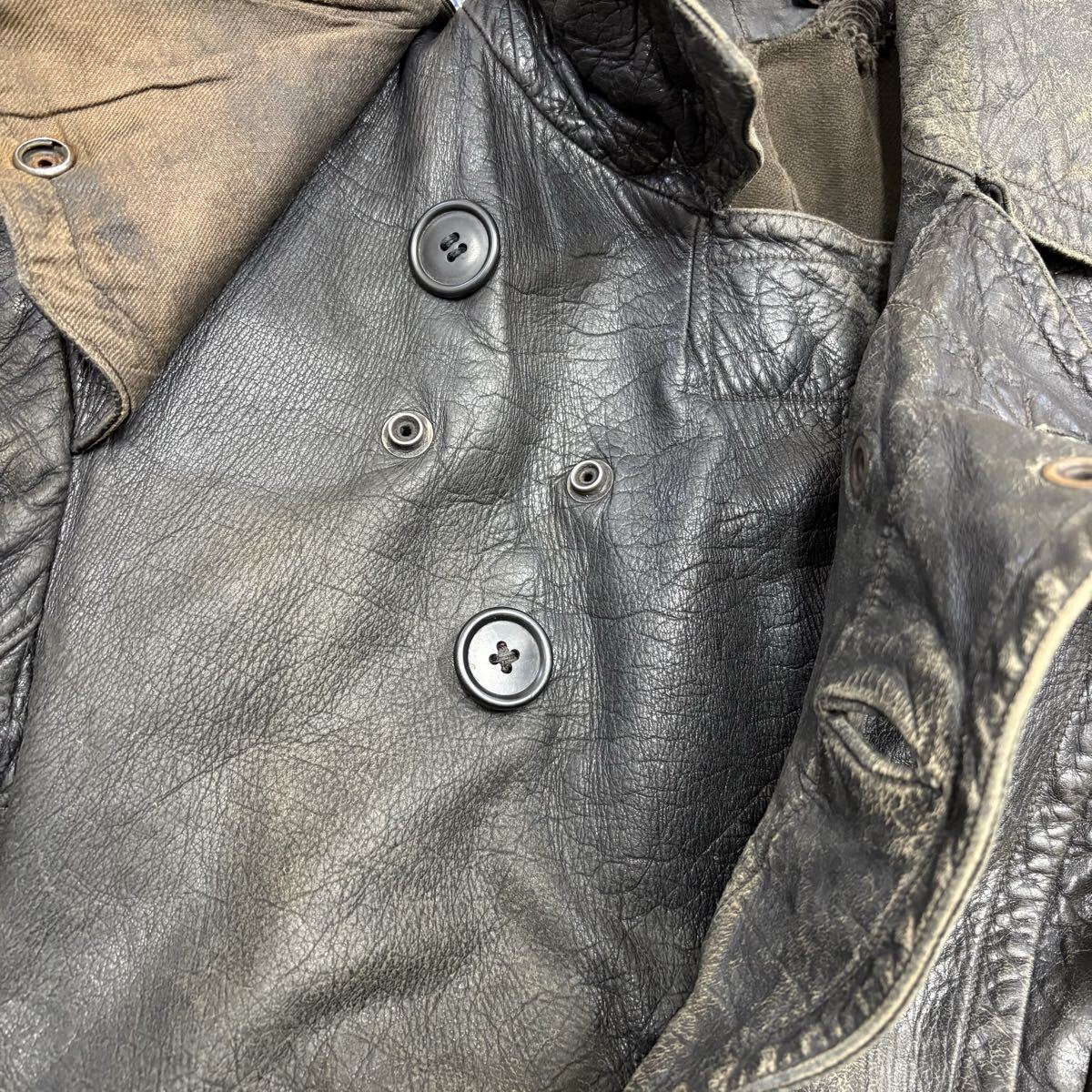 40s 50s モーターサイクル レザージャケット 黒×金タグ バイカー 当時物 vintage ヴィンテージ 一点物 ダブル ライダース 古着 本革_画像9