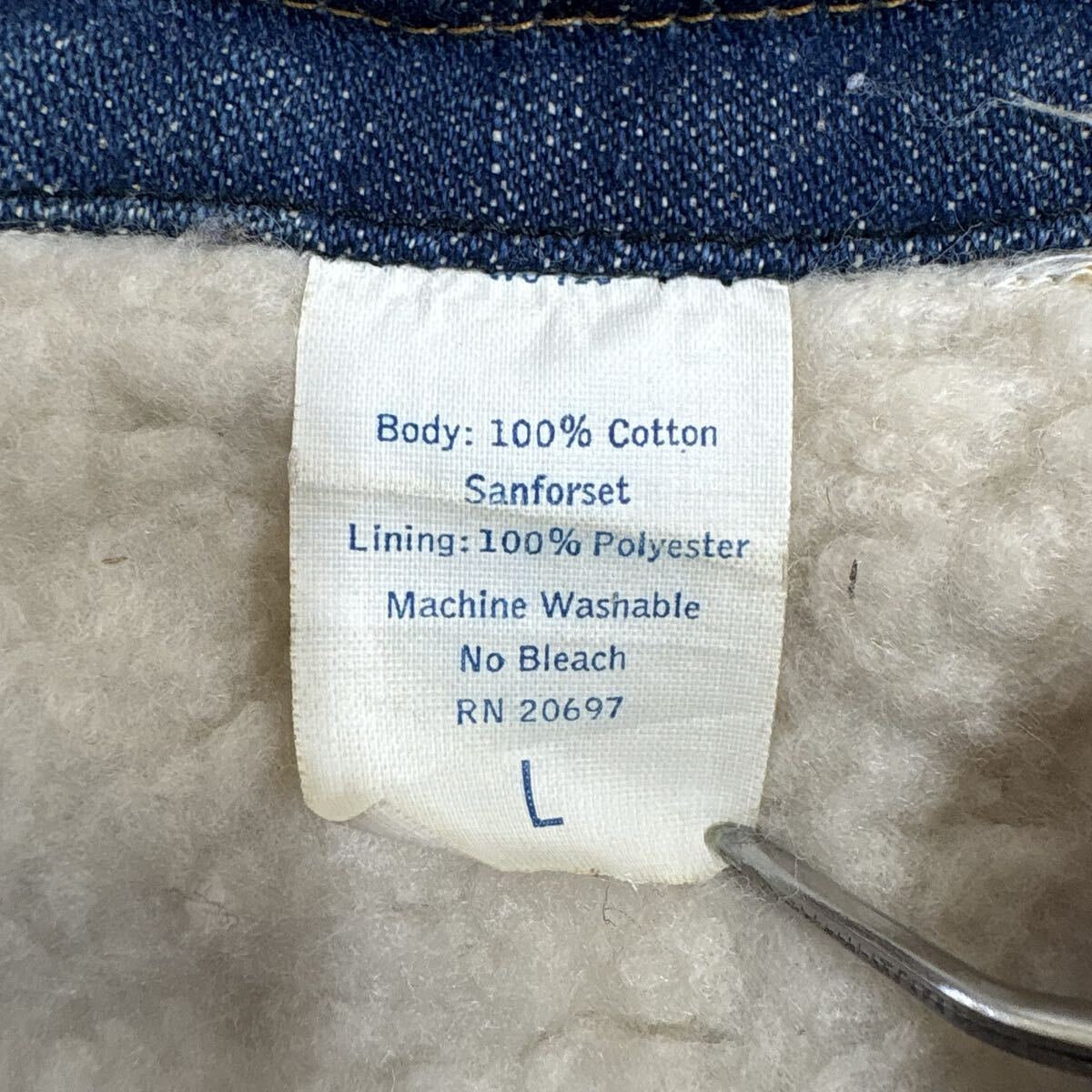 70s usa製 Dickies デニム ボア ベスト vintage ヴィンテージ 古着 アメカジ ストリート 年代物 ディッキーズ アメリカ インディゴ 裏ボア_画像5