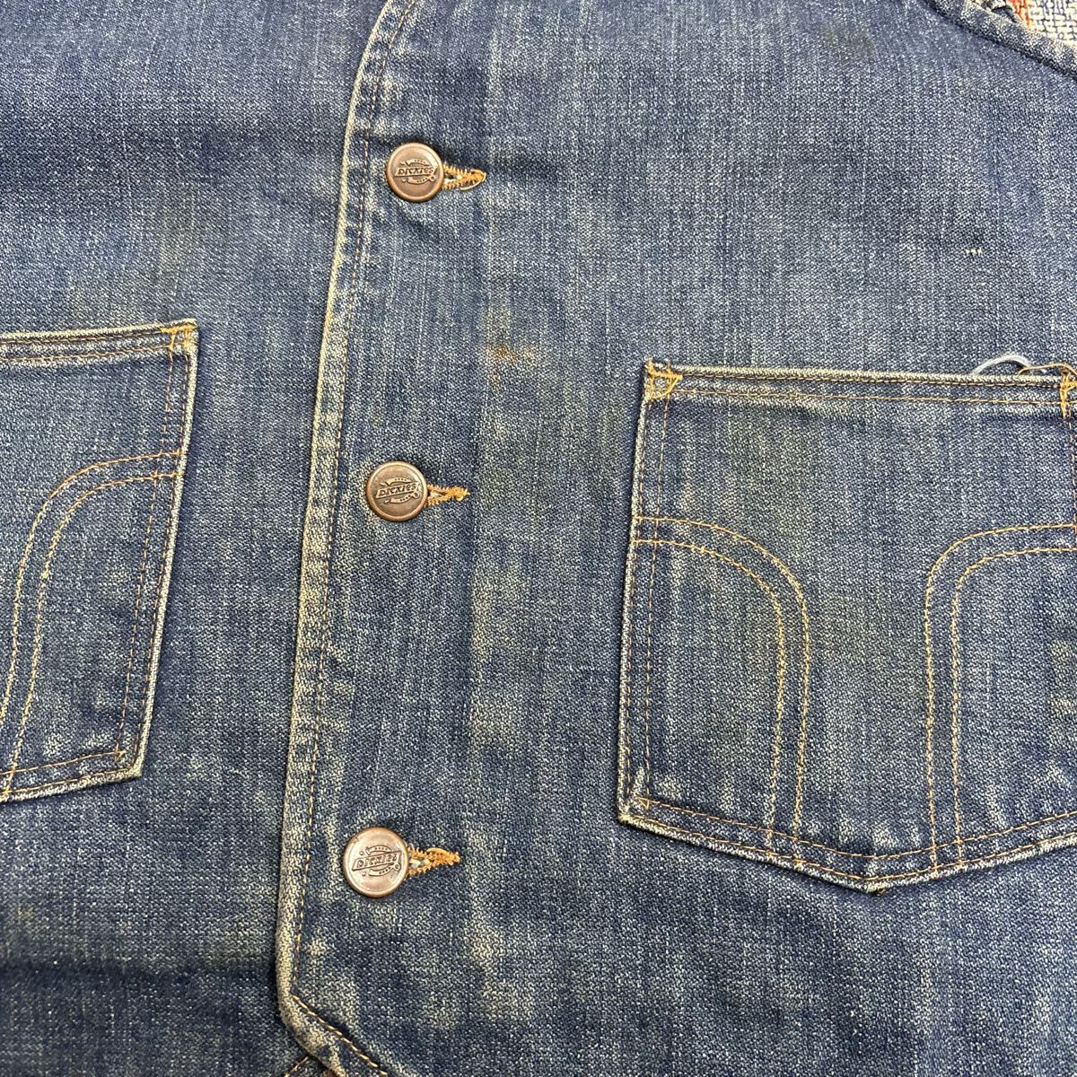 70s usa製 Dickies デニム ボア ベスト vintage ヴィンテージ 古着 アメカジ ストリート 年代物 ディッキーズ アメリカ インディゴ 裏ボア_画像6