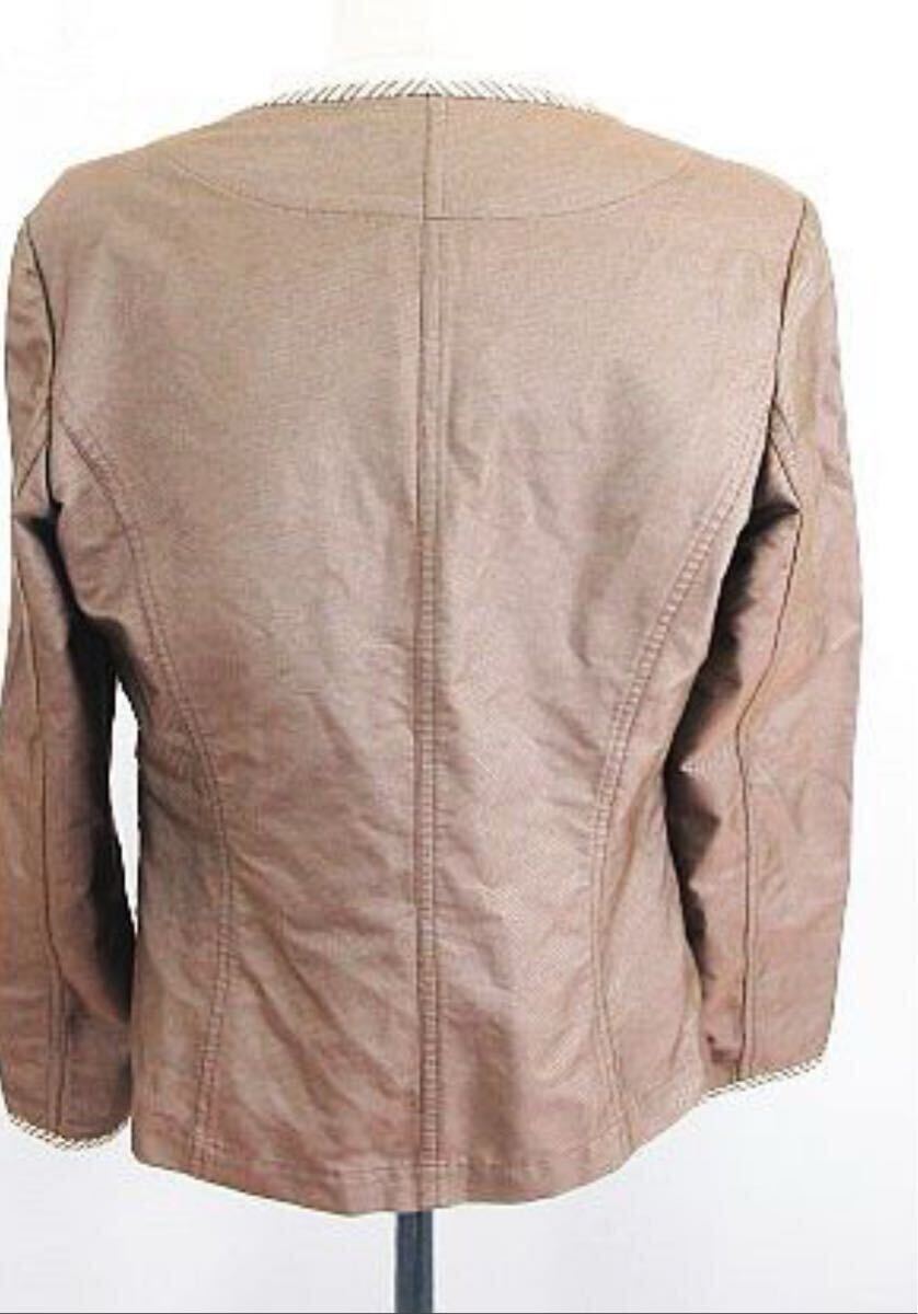 ハナエモリ　 美品ノーカラージャケット　ブラウン　４０Ｌ　　軽い　オシャレ_画像3