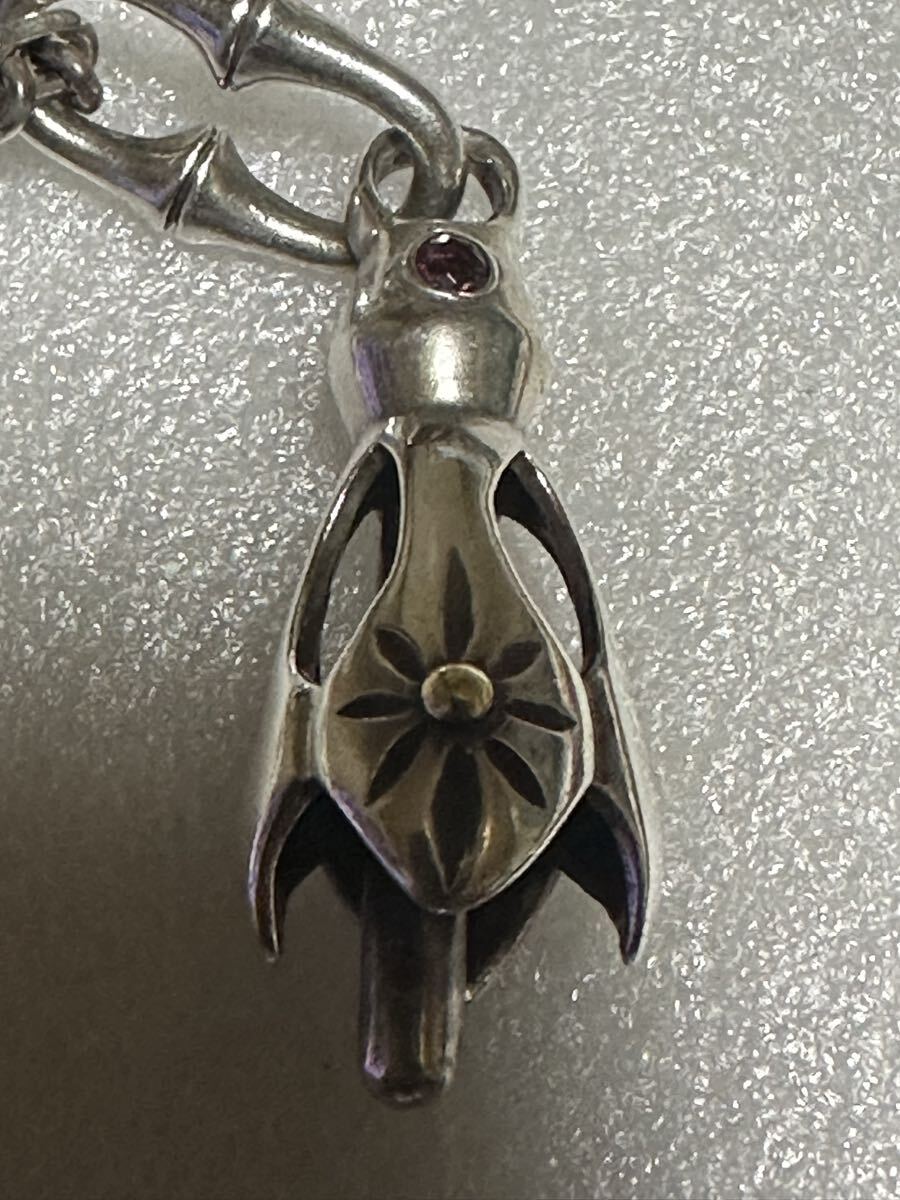 シルバー925 ネックレス　クロムハーツ風　メンズ用　ゴールド　ガーネット　トップベルタイプ_画像2