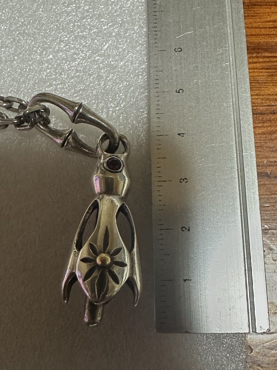 シルバー925 ネックレス　クロムハーツ風　メンズ用　ゴールド　ガーネット　トップベルタイプ_画像3