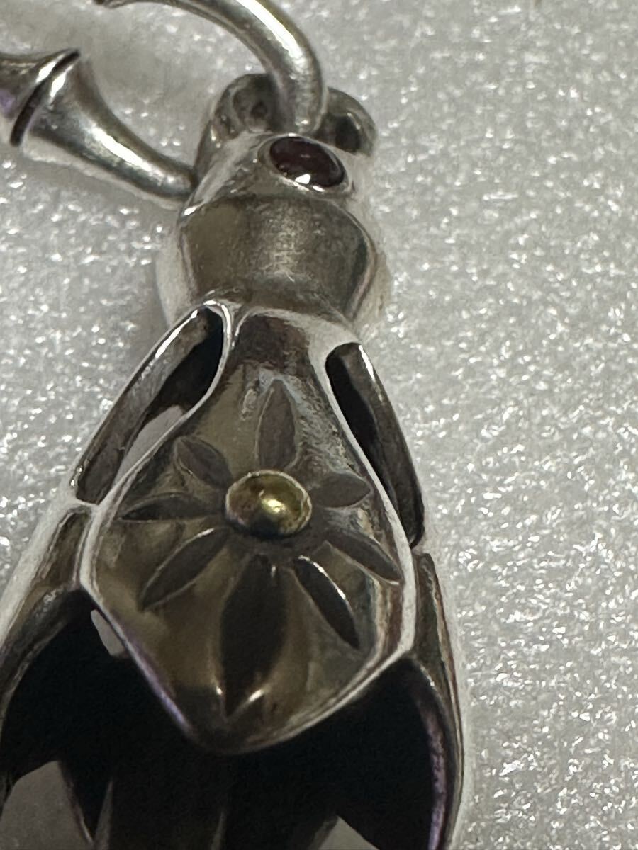 シルバー925 ネックレス　クロムハーツ風　メンズ用　ゴールド　ガーネット　トップベルタイプ_画像4