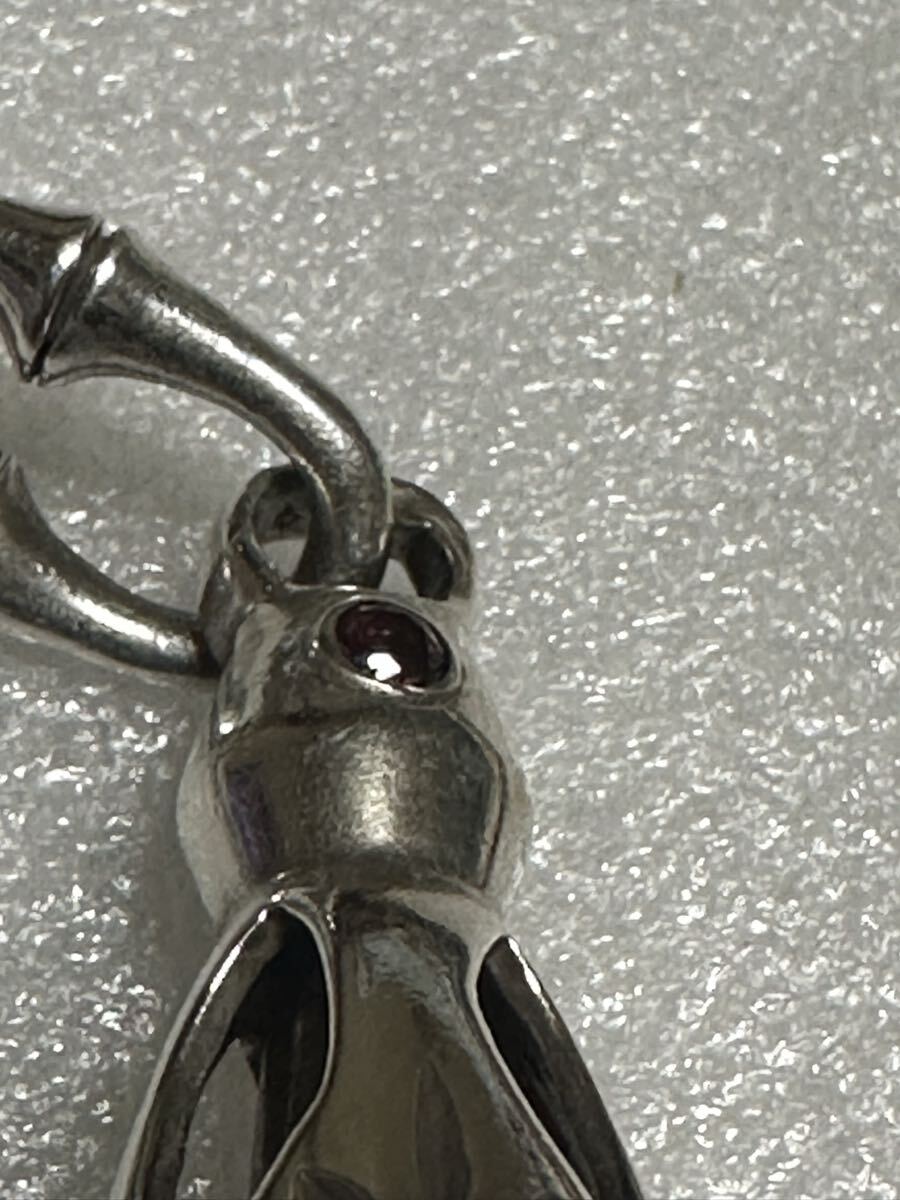 シルバー925 ネックレス　クロムハーツ風　メンズ用　ゴールド　ガーネット　トップベルタイプ_画像5