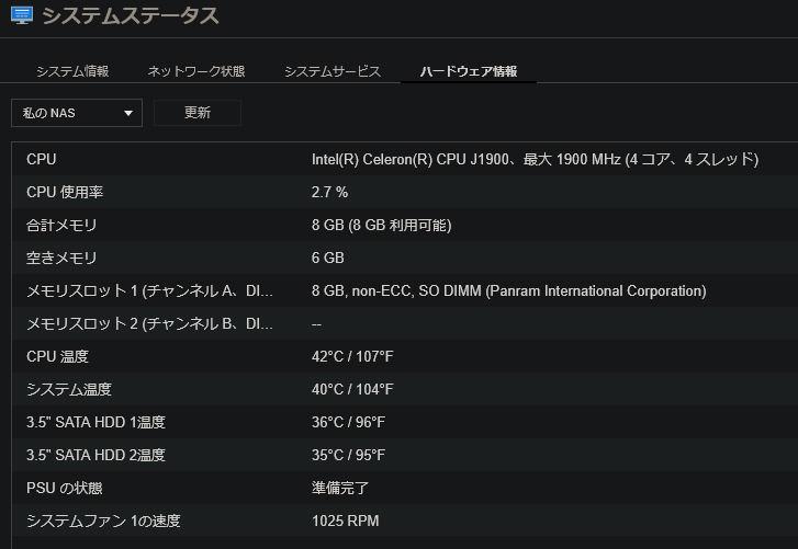 QNAP TS-251+ память 8G больше чуть более settled, HDD нет 