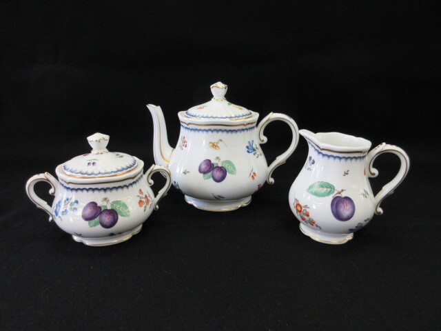 リチャードジノリ　Richard Ginori　イタリアンフルーツ　ティーポット、シュガーポット、クリーマー　3点セット_画像1