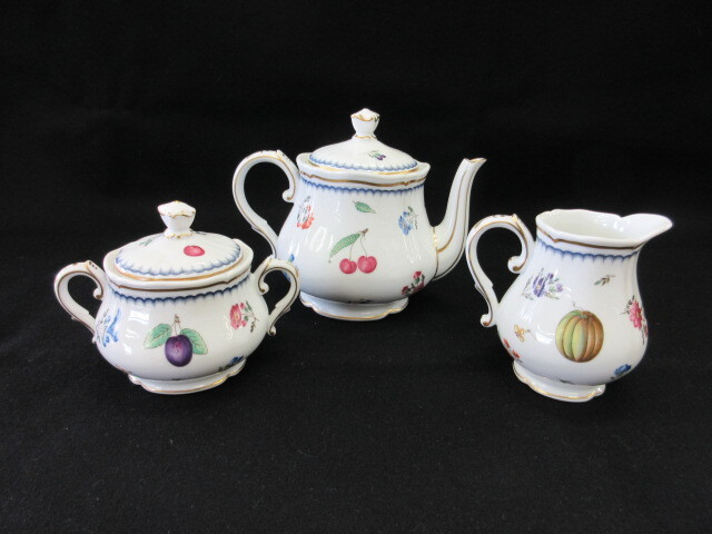 リチャードジノリ　Richard Ginori　イタリアンフルーツ　ティーポット、シュガーポット、クリーマー　3点セット_画像2
