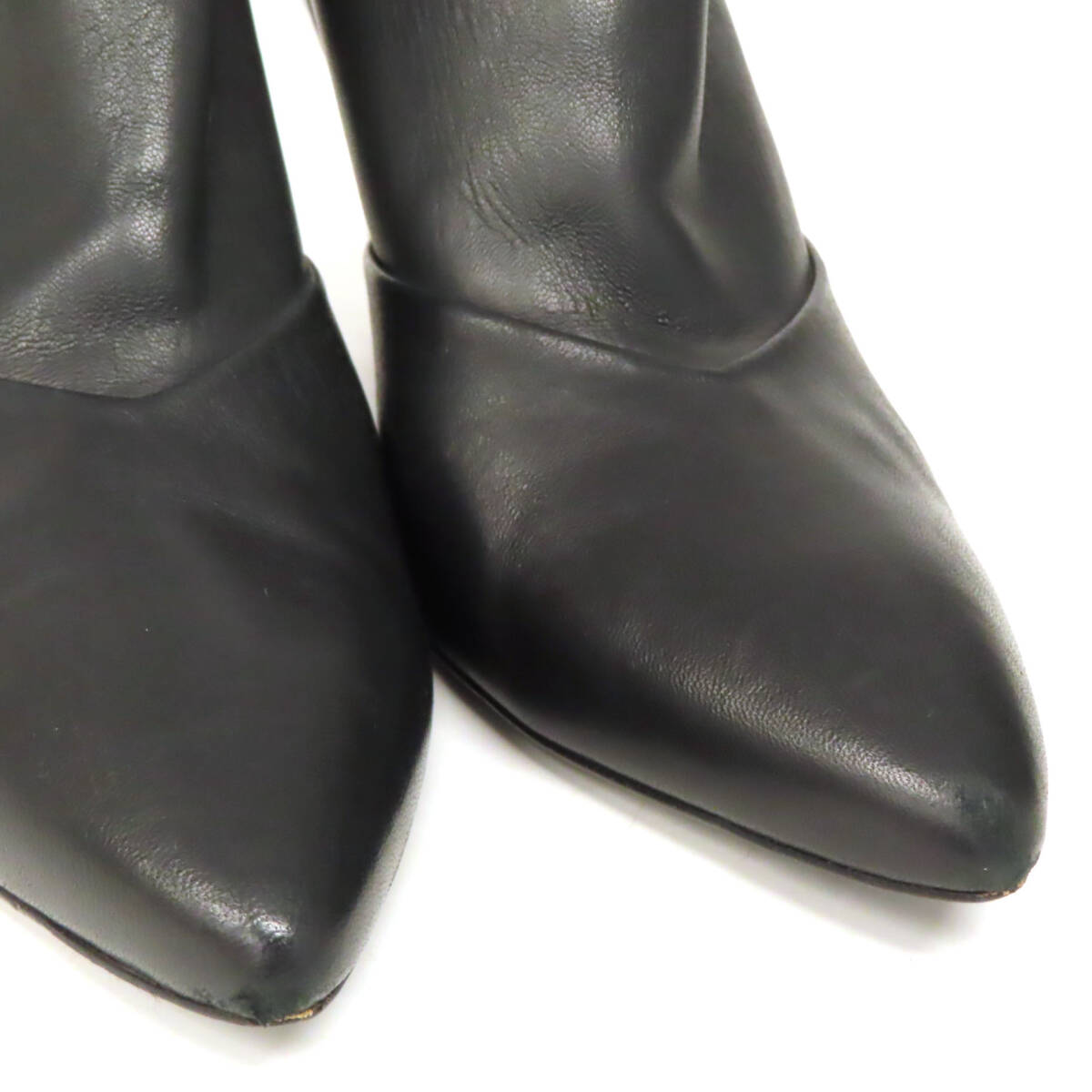 28037 Roger Vivier ロジェヴィヴィエ アンクルブーツ ブーティー ショートブーツ パンプス レザー バックジップ size36.5 黒 イタリア製_画像9