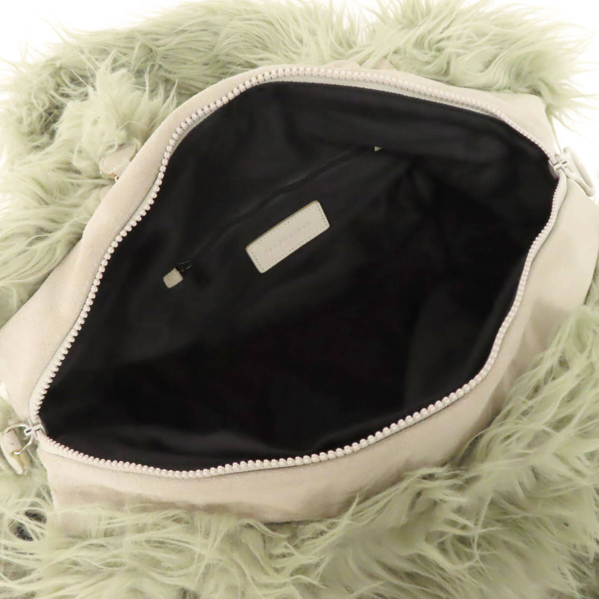 OD25070 See by Chloe シーバイクロエ ジョイライダー ハンドバッグ ミニボストンバッグ フェイクファー レザー 羊チャーム付 モスグリーン_画像9