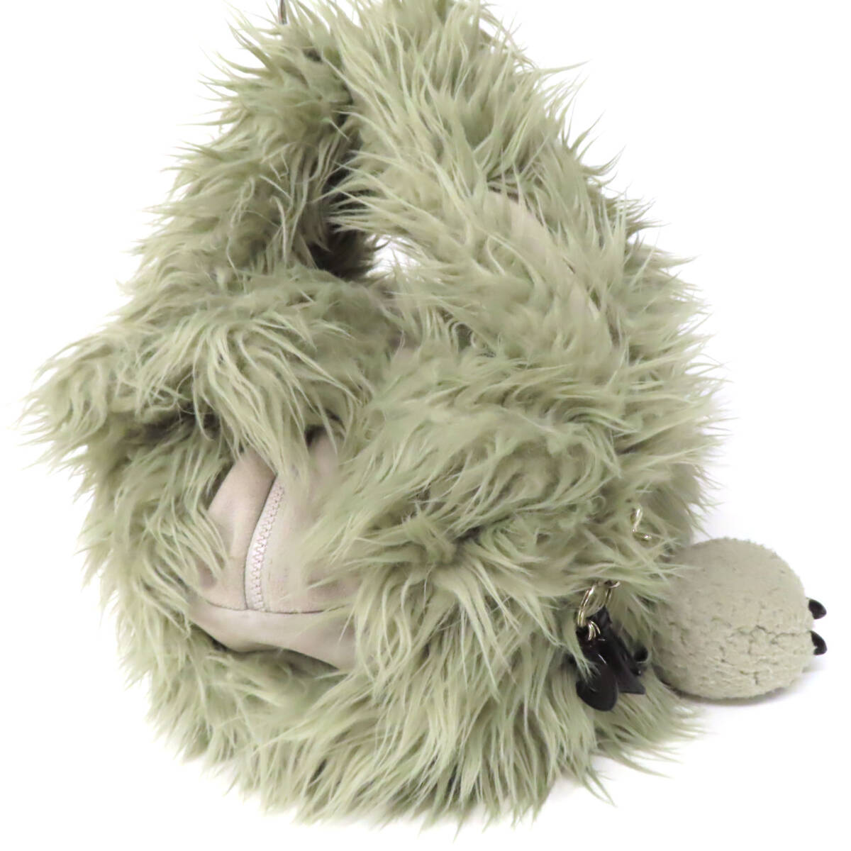 OD25070 See by Chloe シーバイクロエ ジョイライダー ハンドバッグ ミニボストンバッグ フェイクファー レザー 羊チャーム付 モスグリーン_画像5