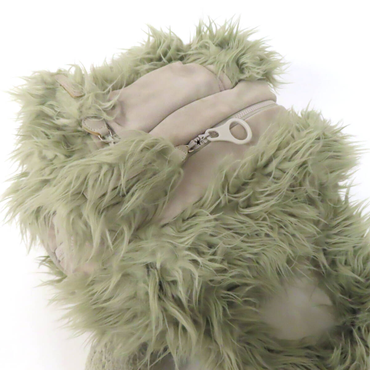 OD25070 See by Chloe シーバイクロエ ジョイライダー ハンドバッグ ミニボストンバッグ フェイクファー レザー 羊チャーム付 モスグリーン_画像7