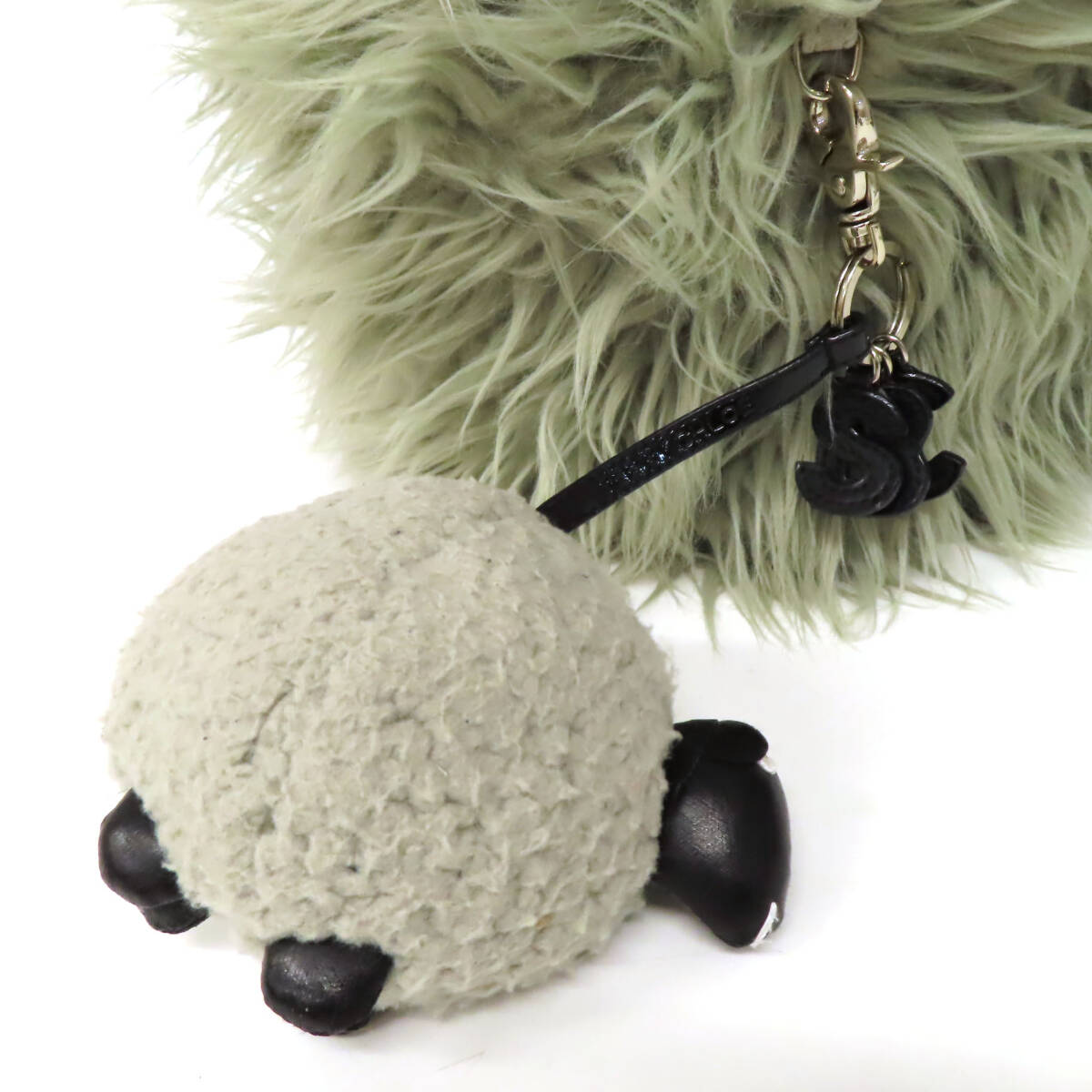 OD25070 See by Chloe シーバイクロエ ジョイライダー ハンドバッグ ミニボストンバッグ フェイクファー レザー 羊チャーム付 モスグリーン_画像2