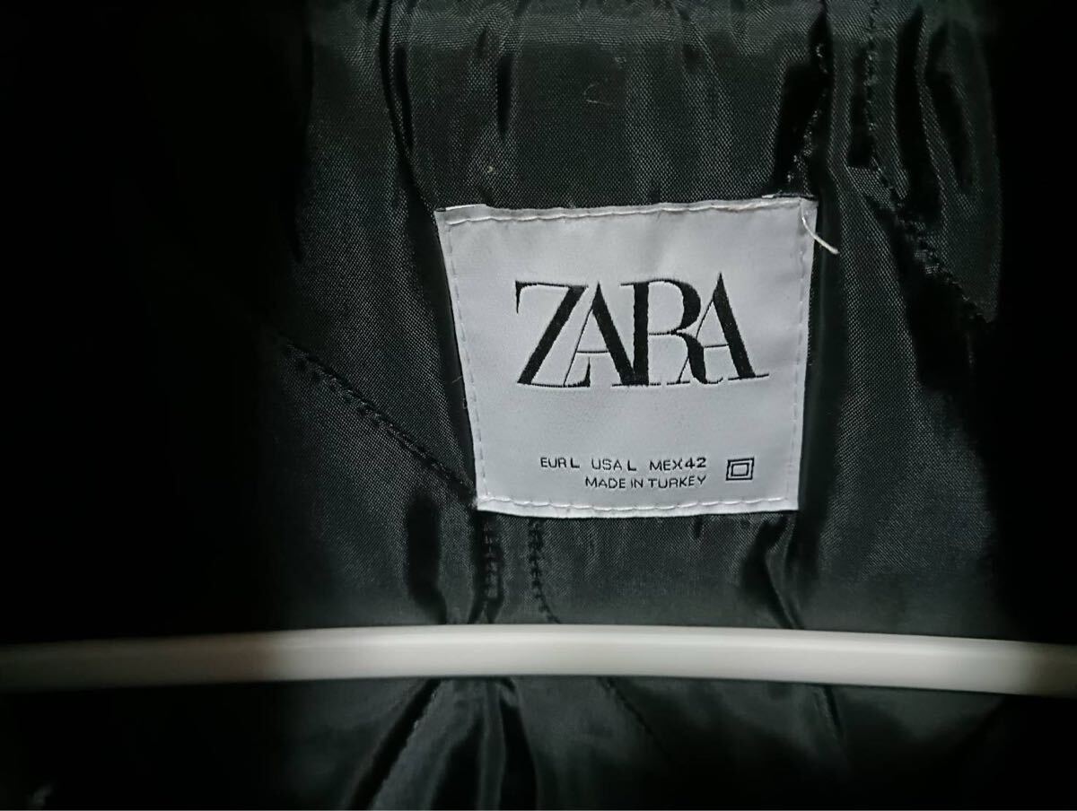 ZARA ザラ メンズ ジャケット ネイビー ウール混 ブルゾン スタンドカラー ジップデザイン カジュアル アウター 美品 Lサイズ_画像2