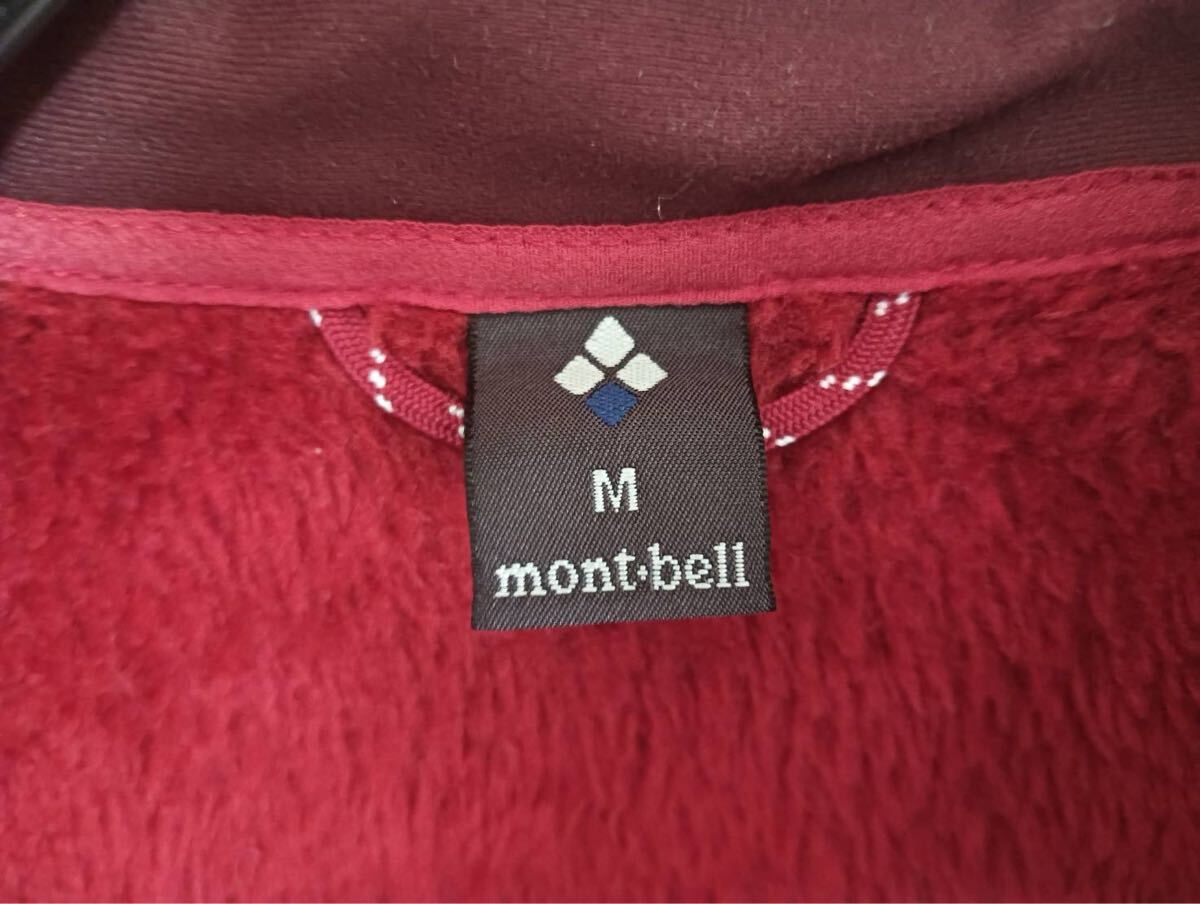 【極美品】mont-bell モンベル クリマエア ベスト メンズ M レッド系 フリース 撥水 保温 登山 アウトドア 人気モデル_画像4
