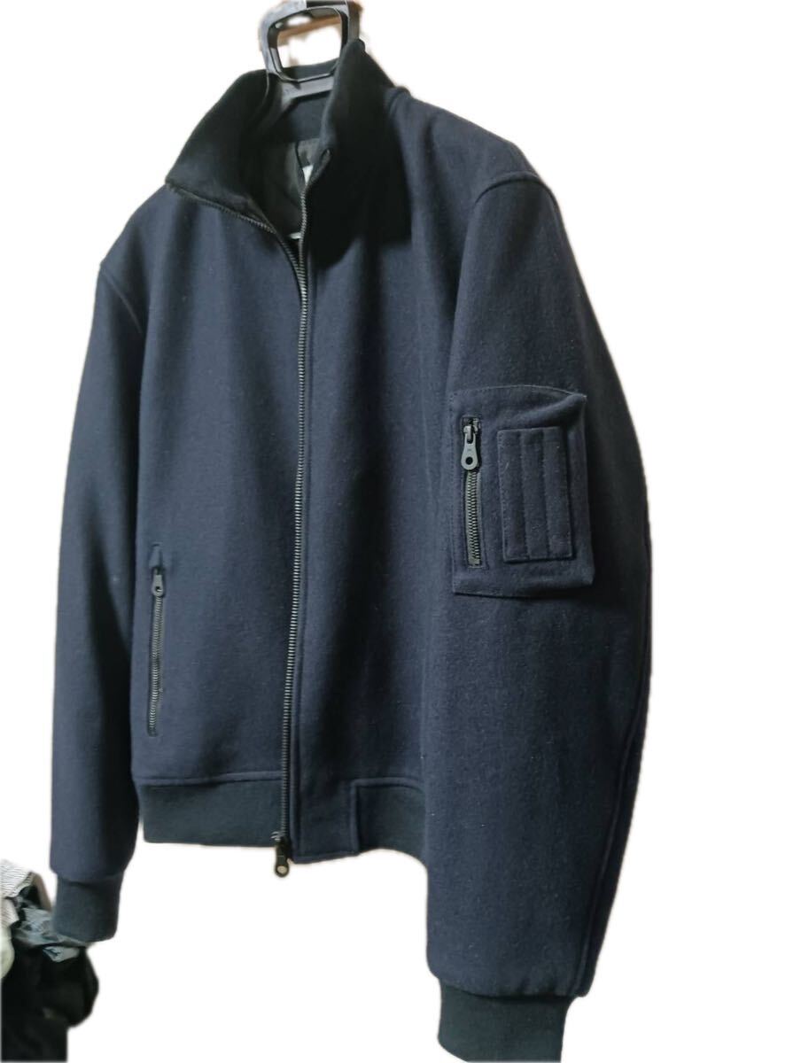 ZARA ザラ メンズ ジャケット ネイビー ウール混 ブルゾン スタンドカラー ジップデザイン カジュアル アウター 美品 Lサイズ_画像4